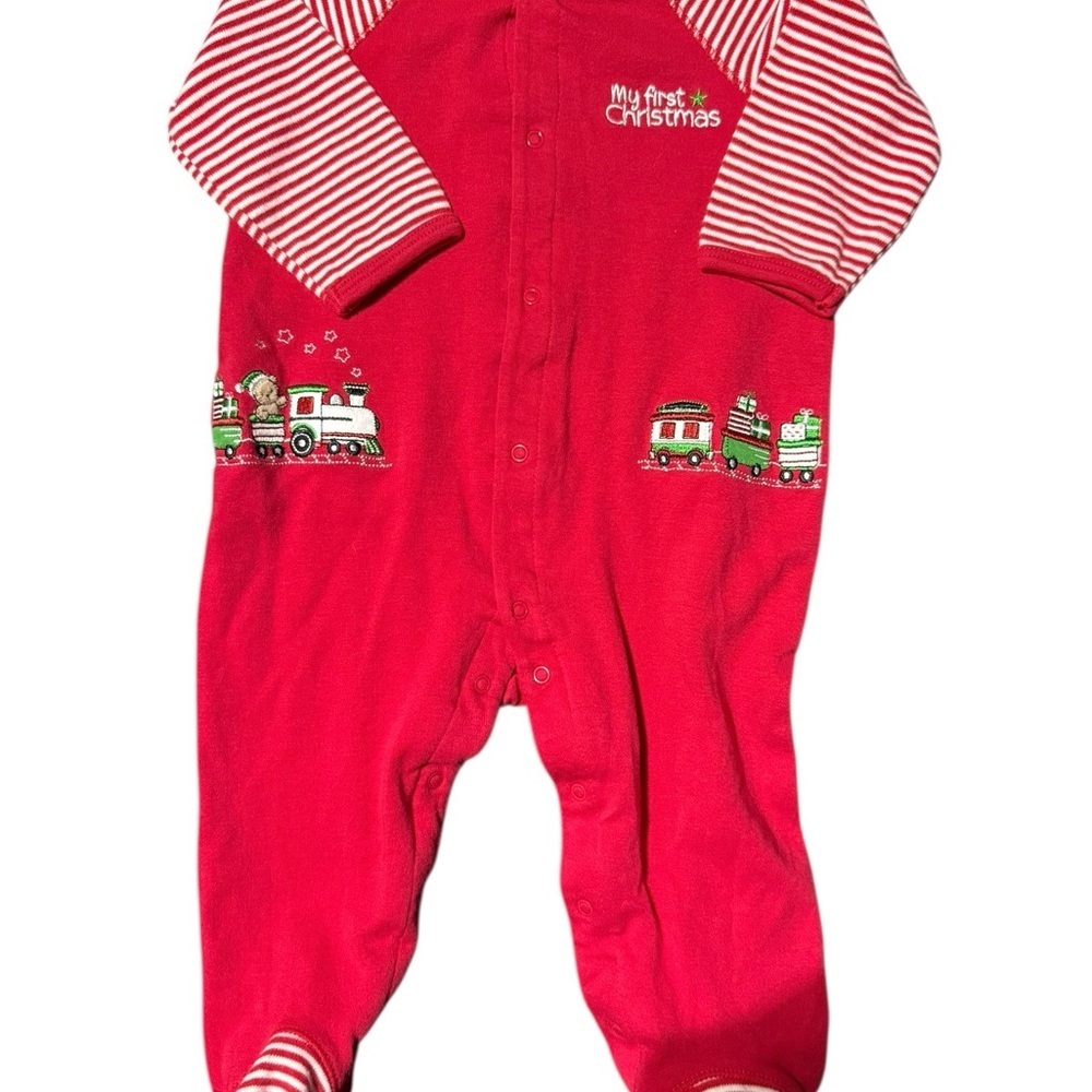 Little Me Red and White Striped Footies